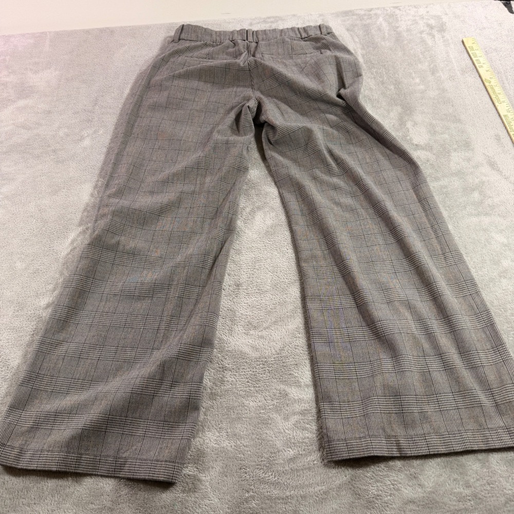 American Eagle Wide Leg Trouser Womens 4 Grey Glen Plaid Stretch High Rise Pant - Picture 7 of 11